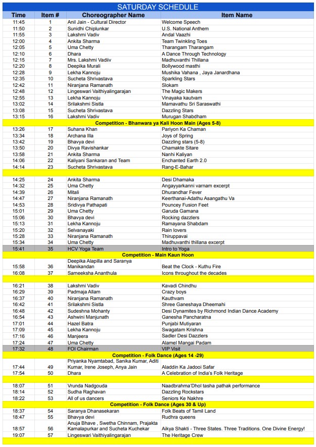 FOI 2026 Saturday Schedule